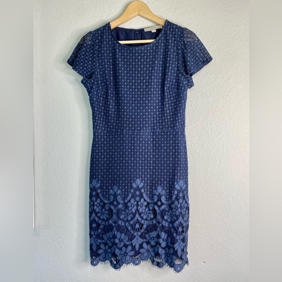 Ann Taylor Loft Navy Crochet Dress - Picture 3 of 11